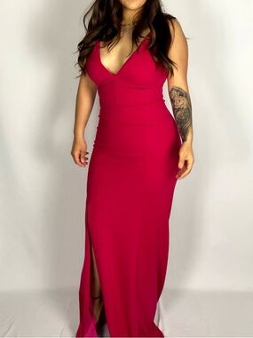 Nikibiki Fuchsia V-Neck Sleeveless Maxi Dress with Side Slit